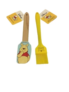 Disney "Winnie The Pooh" Mini Espátula y Mini Juego de Cepillos Basting de Silicona Nuevo con Etiquetas - Imagen 1 de 4