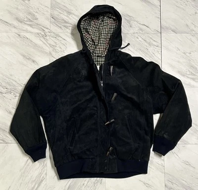 London fog Black suede Bomber Jacket with hood - Image 1 of 2