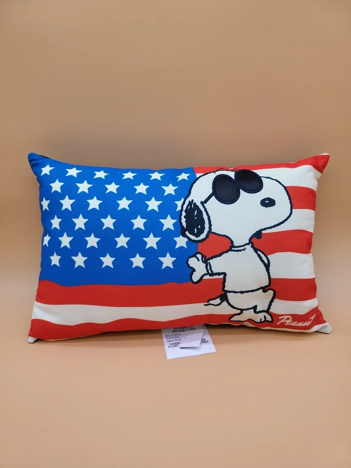 Peanuts New 2025 Snoopy American Flag Decorative Pillow  17 x 11 In - Image 1 of 4