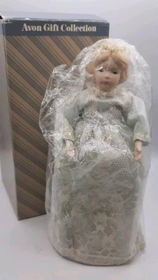 CHRISTMAS Avon Gift Collection Vintage Snow Angel Tree Topper Doll In Blue Dress - Image 1 of 4