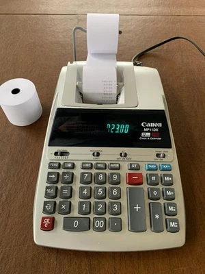 Canon MP11DX 12-Digits 2-Color Clock Calendar Adding Machine Printing Calculator - Image 1 of 4