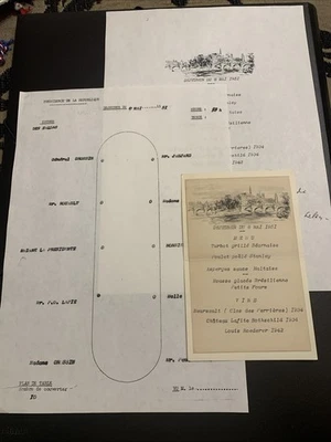Menu Élysée Près Vincent Auriol Déjeuner 10 Couverts Pour M. Rouault 8/5/1951 - Photo 1/4