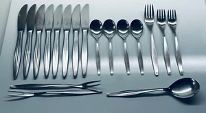 SILVERWARE ~ MCM ~ WMF ~ ATLANTA MOTION SATIN GERMANY 18pc Lot KNIFE FORK SPOON - Picture 1 of 8