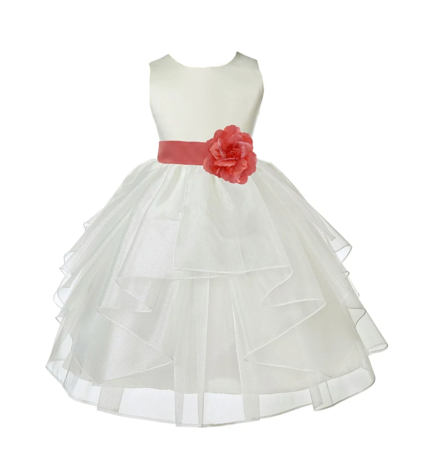 EE. UU. ENVÍO GRATIS ORGANZA NIÑA VESTIDO FLOR PRINCESA BODA DAMA CUMPLEAÑOS Foto 1 de 1