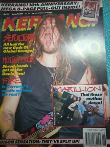 Kerrang! Magazine 1991 Sepultura~Motley Crue~Fire~Marillion~Poison~Black Crowes - Picture 1 of 12