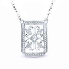 1/6 ct Natural Diamond Vintage Style Filigree Necklace in Sterling Silver