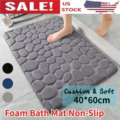 Alfombra de baño de espuma viscoelástica suave súper absorbente de agua alfombra de ducha de baño antideslizante Foto 1 de 4