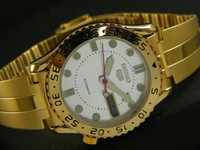 VINTAGE UNUSED SEIKO 5 AUTO JAPAN MEN'S DAY/DATE GP WATCH 410a-a204221-2