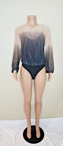 Blush and Black Sheer Blouse Bodysuit - Bild 1 von 6