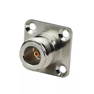 N Jack Female 4 Hole Flange Mount Connector for .086" RG405 Semi Rigid Cable - Picture 1 of 3
