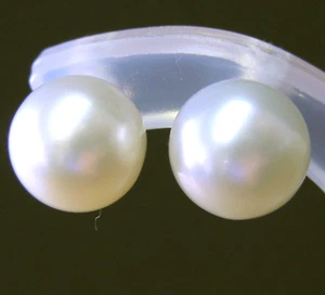 18kt GOLD EARRINGS WITH WHITE AUSTRALIAN PEARLS 14.5mm!+CERTIFIED AVAILABLE - Picture 1 of 1
