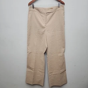 Talbots Pants Womens 14 Wide Leg Tan Khaki Stretch Trouser Business Casual Work - Picture 1 of 7