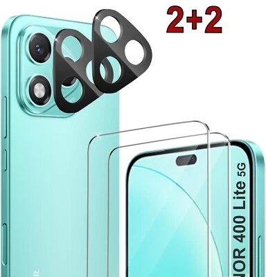 LONFEID 2x Schutzglas + 2x Kameraschutz für Honor 400 Lite 5G Panzerfolie Glas Full 9H
