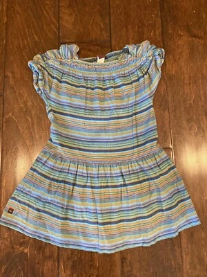 Tea Collection Blue, Green, Orange, Purple,Striped Drop Waist Dress Girls Size 5 - Image 1 of 2
