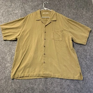 Tommy Bahama Shirt Mens XXL 2XL Tan Camp 100% Silk Loop Collar - Picture 1 of 13