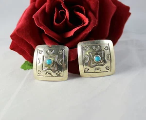 Sterling Silver Mexico South West 18g Clip on Earrings CAT RESCUE - Picture 1 of 2