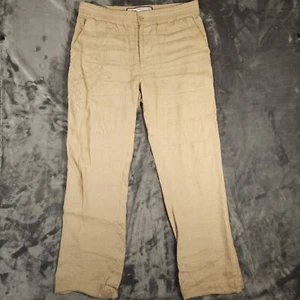 Artful Dodger Pants Men's 34x33 Embroidered 100% Linen Beige Y2K Drawstrings - Picture 1 of 13