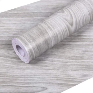 Grey Wood Effect Vinyl Adhesive Contact Paper PVC Waterproof Wallpaper Furniture - Picture 1 of 15