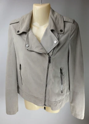 Jaqueta Monili Feminina Brunello Cucinelli Moto Cinza Motociclista Couro Camurça Tamanho 38 - Imagem 1 de 4