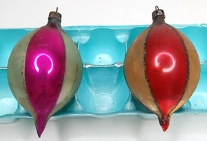 Lágrima Gota Árbol de Navidad Adornos x2 Brillo Raya Multicolor Vidrio De Colección Polonia - Imagen 1 de 4