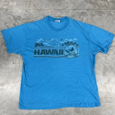 Vintage 80s Hawaiian Islands Surfing Travel Hawaii Shirt Size XL Distressed - Image 1 of 4