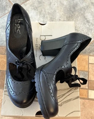 Zapatos de salón Oxford Born BOC para mujer 9,5 de cuero negro con cordones bruja gótica nuevos Foto 1 de 4