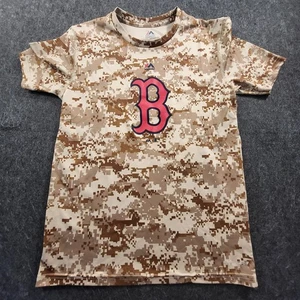 Boston Red Sox Tan Camo Tshirt Youth M 10-12 Majestic MLB Boys Girls  - Picture 1 of 9