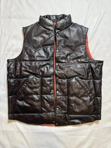 RRL Double RL Ralph Lauren Quilted Western Leather Puffer Vest Size XL - Picture 1 of 7