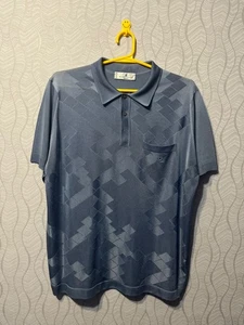 Montagut Paris Vintage 80s Men's Textured Patterned Gray Polo Shirt Size 6/L - Picture 1 of 10