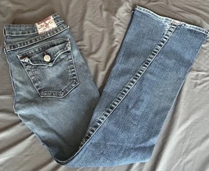 True Religion Damen Gr. 30 Joey Distress Blue Jeans Flare Twisted Seam RN112790 - Bild 1 von 10