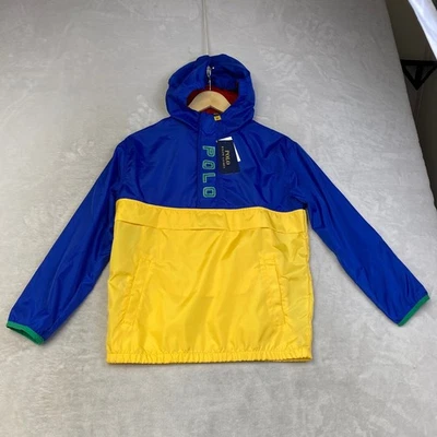 Polo Ralph Lauren Color Block Windbreaker Jacket Kids M (10-12) Blue Yellow - Image 1 of 4