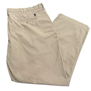 Polo Ralph Lauren Preston Pant Khaki Cotton Mens 46Bx30 Big Chino Flat Front - Picture 1 of 12