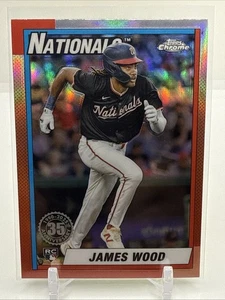 2025 Topps Chrome - James Wood RC - 1990 Topps 35th Refractor #90CB-15 Nationals - Picture 1 of 2