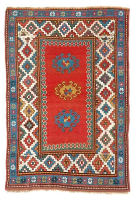 4x5.8 Ft Antique Caucasian Bordjalou Kazak Rug, Ca 1880, All Natural Dyes - Image 1 of 4