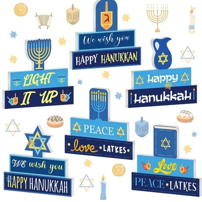 Best Suzile 6 Piezas Decoraciones Hanukkah Madera Mesa Letrero Bloque Granja Rústico Foto 1 de 4