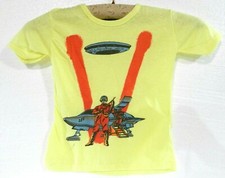 VINTAGE V VISITOR ENEMY T-SHIRT SPACE SHIP AND  SHOCK TROOPER DRAWING 1980'S 