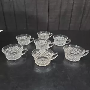 (7) Miss America Tea Coffee Cups Clear Glass USA 1930s Depression Anchor Hocking - Picture 1 of 17
