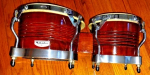 LP Latino Percusión Matador Vintage Bongo Batería Set Ámbar Marrón/Cromo EC - Imagen 1 de 13