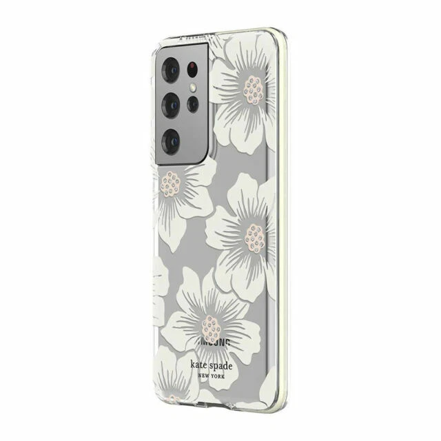Incipio kate spade new york Defensive Case for Samsung Galaxy S21 Ultra 5G - Hollyhock Floral Clear
