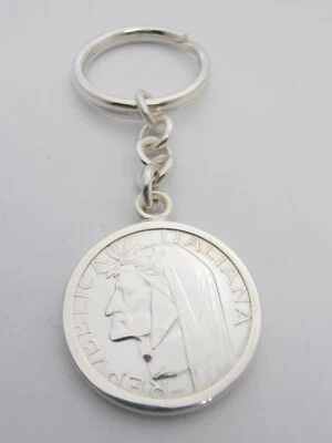 Dante Alighieri : Portachiavi in Argento 925 con moneta da 500 lire Argento - Immagine 1 di 4