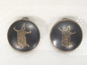 VINTAGE SIAM 925 STERLING SILVER BLACK NIELLO DANCING GODDESS CLIP ON EARRINGS - Picture 1 of 9
