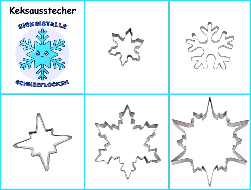 Ausstecher/Ausstechform "SCHNEEFLOCKE/EISKRISTALL" Set 5-tlg. - Kristall - Bild 1 von 1