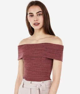 NUEVO CON ETIQUETAS Blusa Camisa Top Acanalada Marrón Fuera del Hombro Talla XL Express $34.90 - Imagen 1 de 3