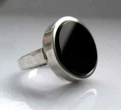 Elegante Designer Elegante Argento Onice Anello 925 Argento - Immagine 1 di 4