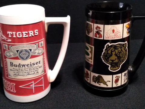 2 THERMO SERV MUGS BUDWEISER MISSOURI TIGERS AND TIGERS BIG 8 CONFERENCE 1960'S Cover