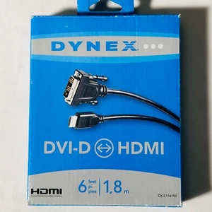 Dynex DVI-D zu HDMI DX-C114193 6 Fuß Computer TV Video Kabel schwarz Neu im Karton - Bild 1 von 2