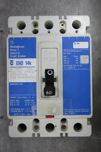 😏 WESTINGHOUSE 60 AMP BOLT-ON CIRCUIT BREAKER 480 VAC 250 VDC 3 POLE EHD3060 - Afbeelding 1 van 6