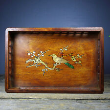 33 cm China Rosewood plate flower bird inlay shell tea tray natural Wood plate