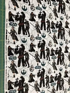 Star Wars White Lucas Films 14" X 44" 100% cotton  fabric #731 - Picture 1 of 1