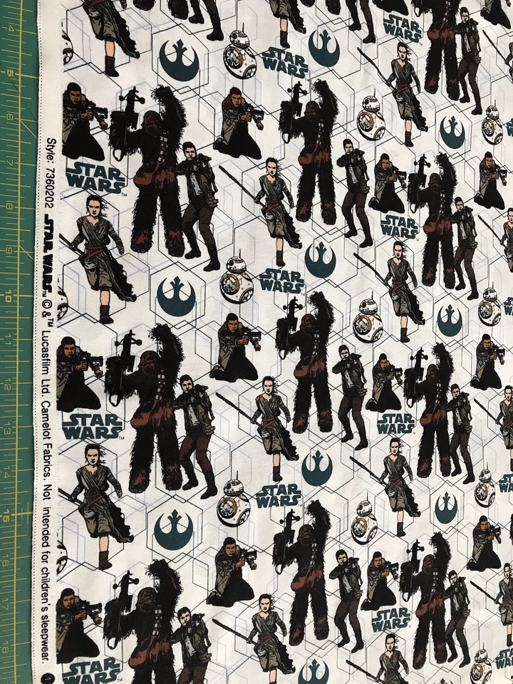 Star Wars White Lucas Films 14" X 44" 100% cotton  fabric #731 - Image 1 of 1
